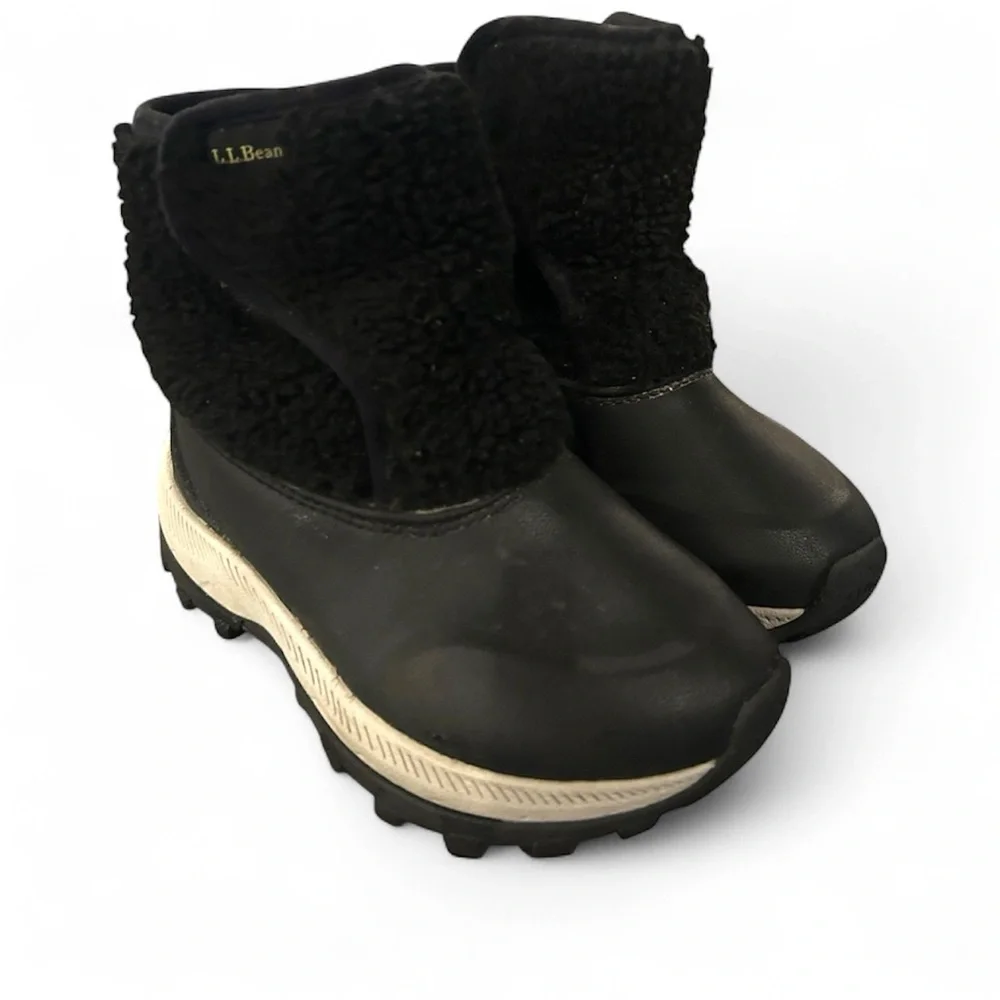 L.L.Bean Kids Velcro Sherpa Insulated Snow Boots Durable Water Repellent Sz 9 T